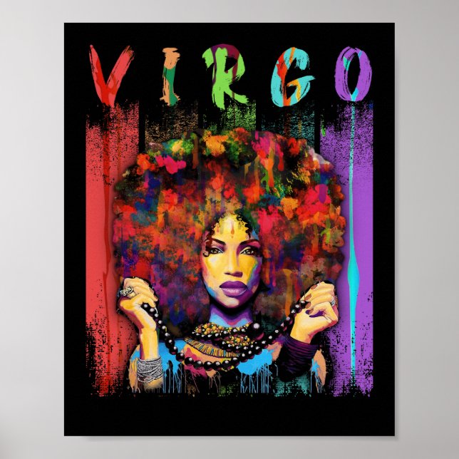 Virgo Vintage Virgo Retro Black Women Poster (Front)