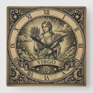 Virgo Vintage Zodiac Wall Clock