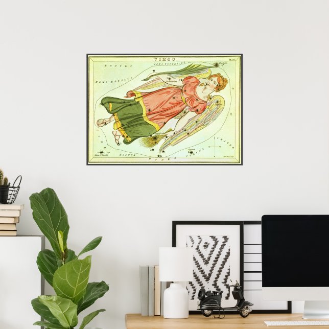 Virgo Virgin Vintage Constellation Urania's Mirror Poster (Home Office)