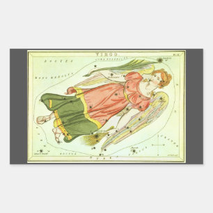 Virgo Virgin Vintage Constellation Urania's Mirror Rectangular Sticker