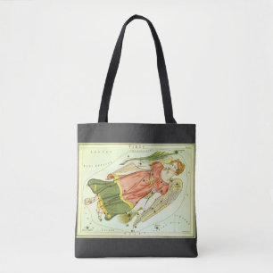 Virgo Virgin Vintage Constellation Urania's Mirror Tote Bag