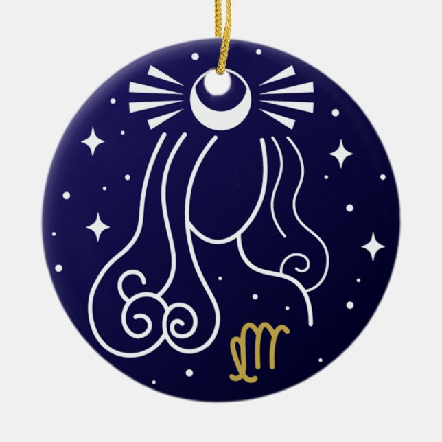 Virgo Virgin Zodiac Sign Ceramic Tree Decoration (Front)