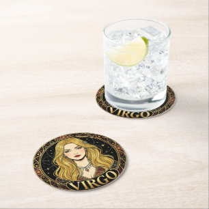 Virgo Virgin Zodiac Symbol Round Paper Coaster