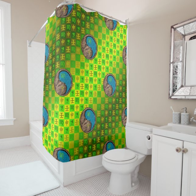 Virgo & Water Monkey Shower Curtain (In Situ)