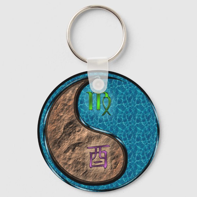 Virgo & Water Rooster Key Ring (Front)