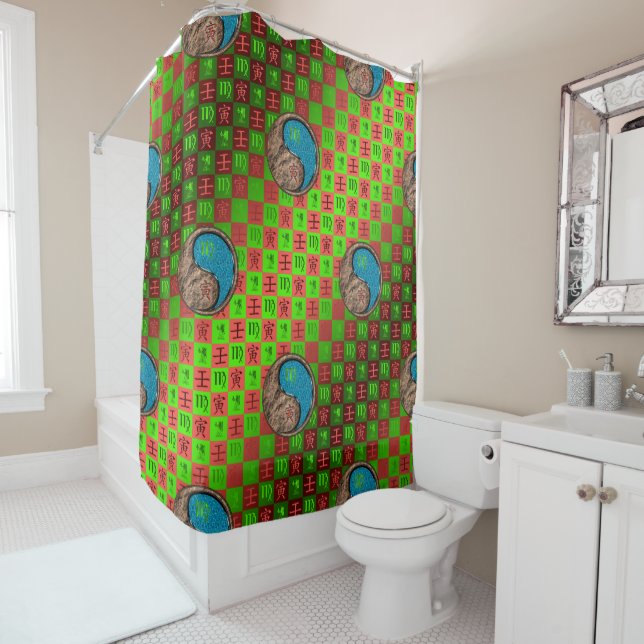 Virgo & Water Tiger Shower Curtain (In Situ)