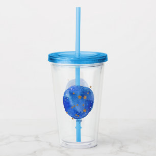 Virgo Watercolor Night Sky Constellation Zodiac Acrylic Tumbler