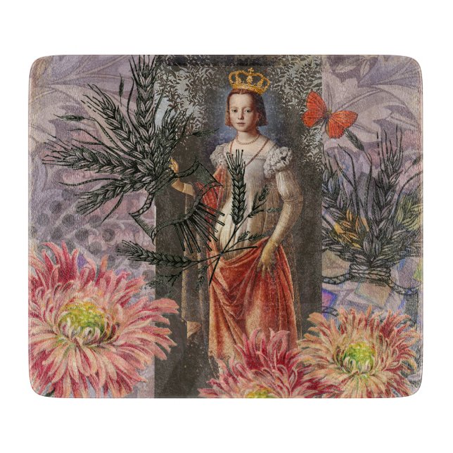 Virgo Woman Portrait Antique Colourful Rich Cutting Board (Front)