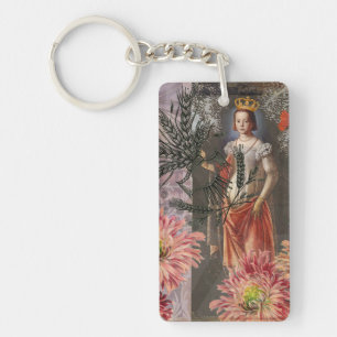 Virgo Woman Portrait Antique Colourful Rich Key Ring