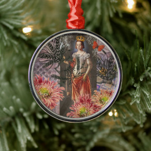 Virgo Woman Portrait Antique Colourful Rich Metal Tree Decoration