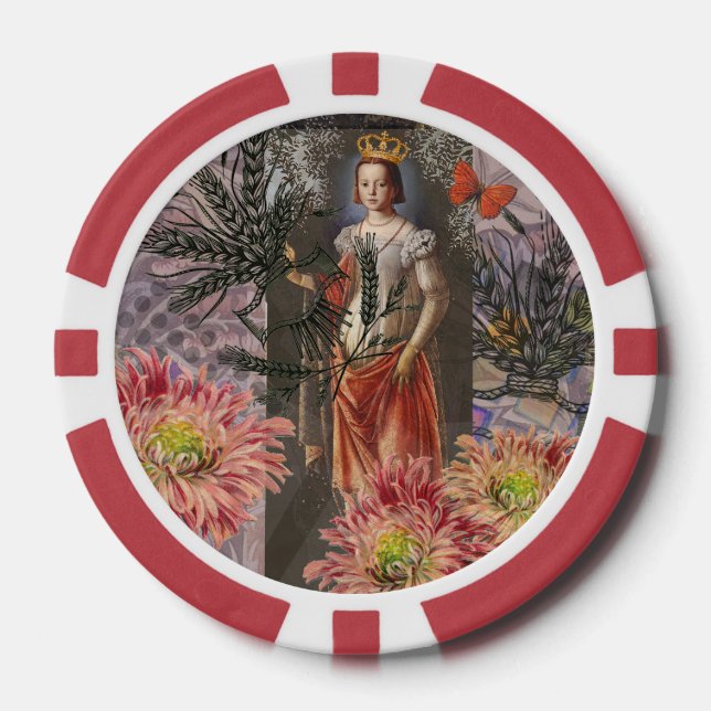 Virgo Woman Portrait Antique Colourful Rich Poker Chips (Front)