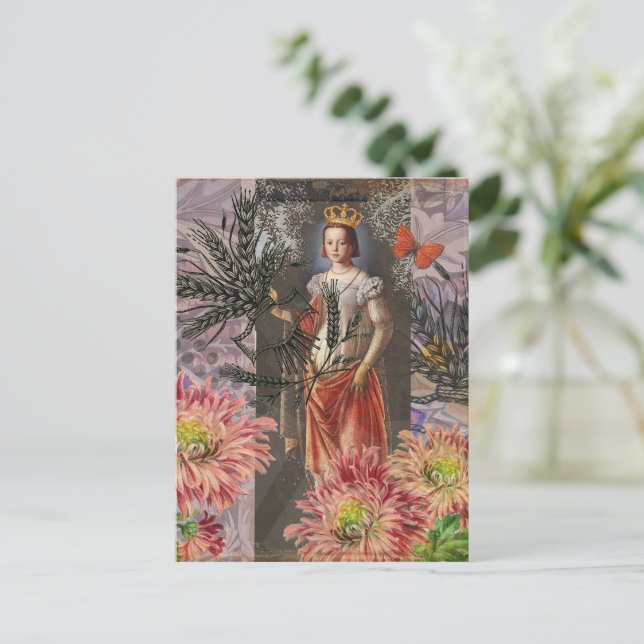 Virgo Woman Portrait Antique Colourful Rich Postcard (Standing Front)