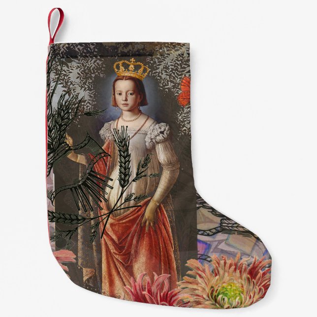 Virgo Woman Portrait Antique Colourful Rich Small Christmas Stocking (Front)