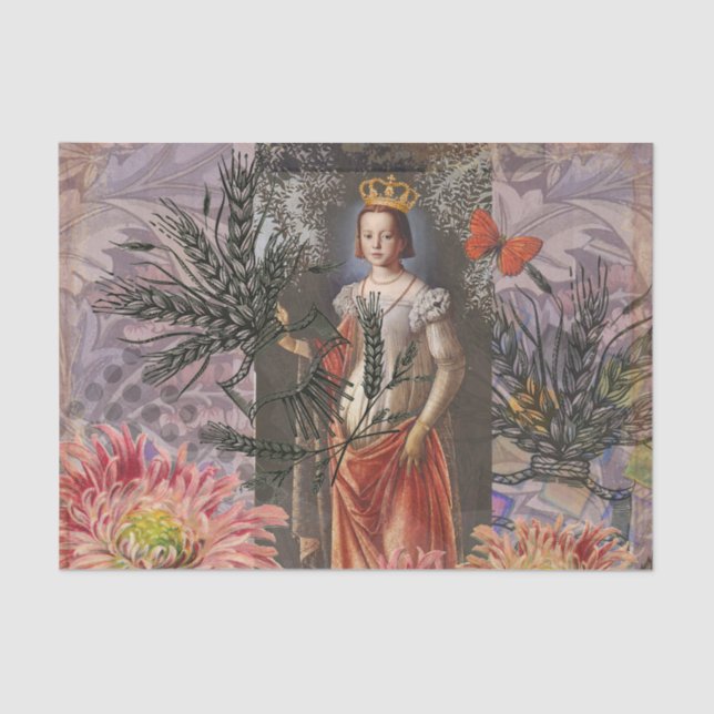 Virgo Woman Portrait Antique Colourful Rich Tissue Paper (Front)