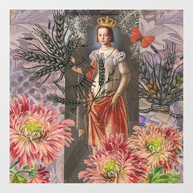 Virgo Woman Portrait Antique Colourful Rich Window Cling (Sheet)