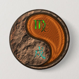 Virgo & Wood Dog 7.5 Cm Round Badge