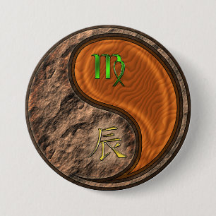 Virgo & Wood Dragon 7.5 Cm Round Badge