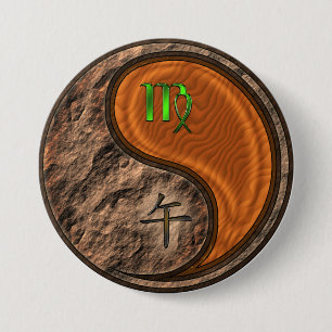 Virgo & Wood Horse 7.5 Cm Round Badge