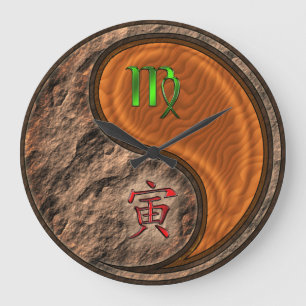 Virgo & Wood Tiger Large Clock