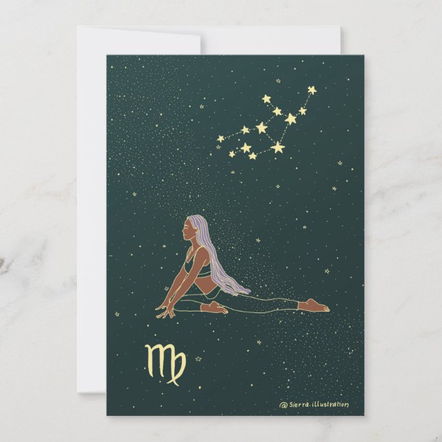 Virgo Yoga Girl Birthday Card (Front)