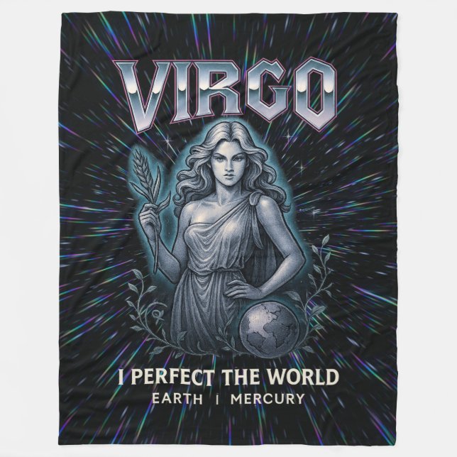 Virgo Zodiac 80's Rock Band Inspired Astrology Fleece Blanket (Front)