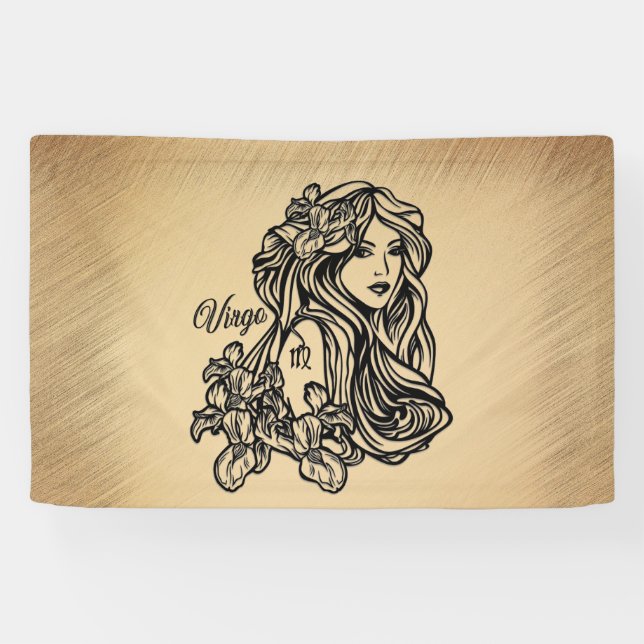 Virgo Zodiac Antique Look Banner (Horizontal)