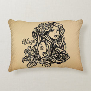 Virgo Zodiac Antique Look Decorative Cushion