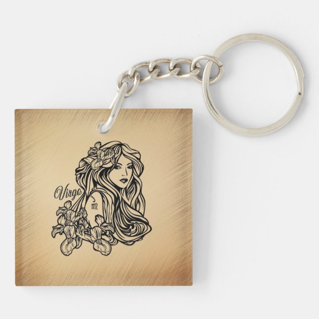 Virgo Zodiac Antique Look Key Ring (Back)