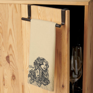 Virgo Zodiac Antique Look Tea Towel