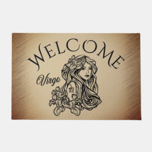 Virgo Zodiac Antique Look Welcome Doormat