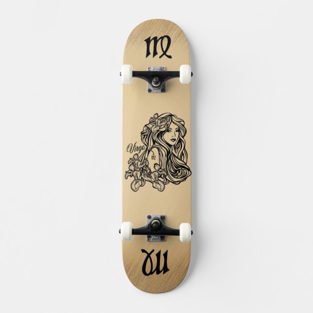 Virgo Zodiac Antique  Skateboard (Front)