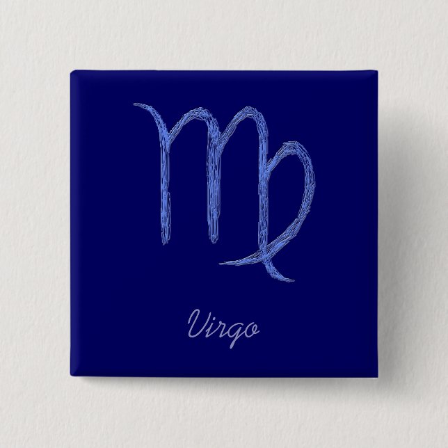 Virgo. Zodiac Astrological Sign. Blue. 15 Cm Square Badge (Front)