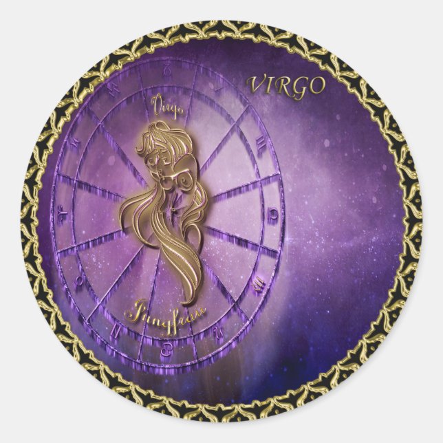 virgo Zodiac Astrology design Horoscope Classic Round Sticker (Front)