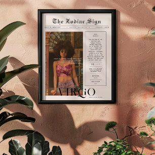 Virgo   Zodiac Astrology Photo Newspaper Poster