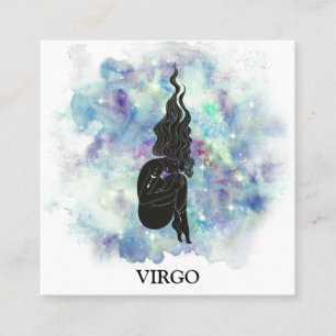 *~* VIRGO Zodiac Astrology Readings Teal + Blue Square Business Card