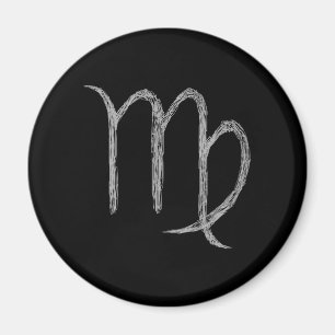Virgo. Zodiac Astrology Sign. Black. Magnet