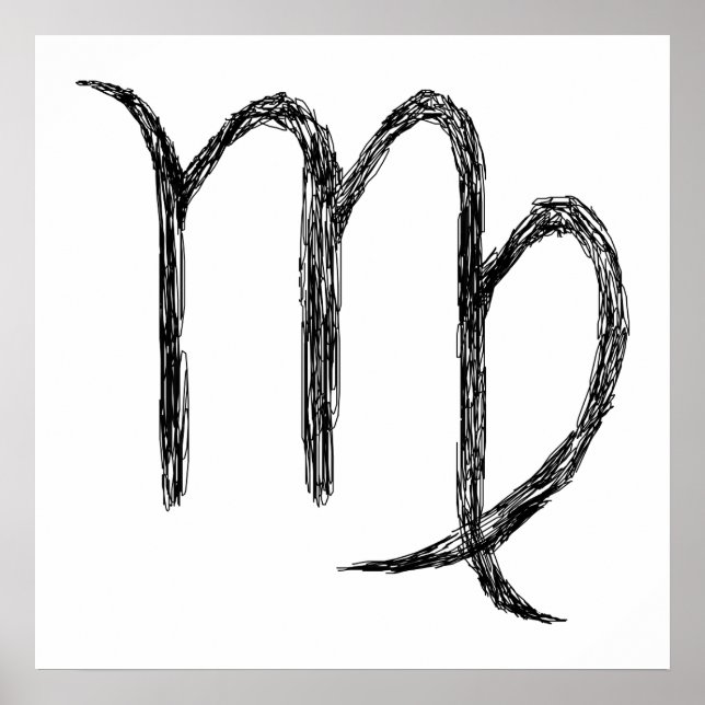 Virgo. Zodiac Astrology Sign. Black. Poster (Front)