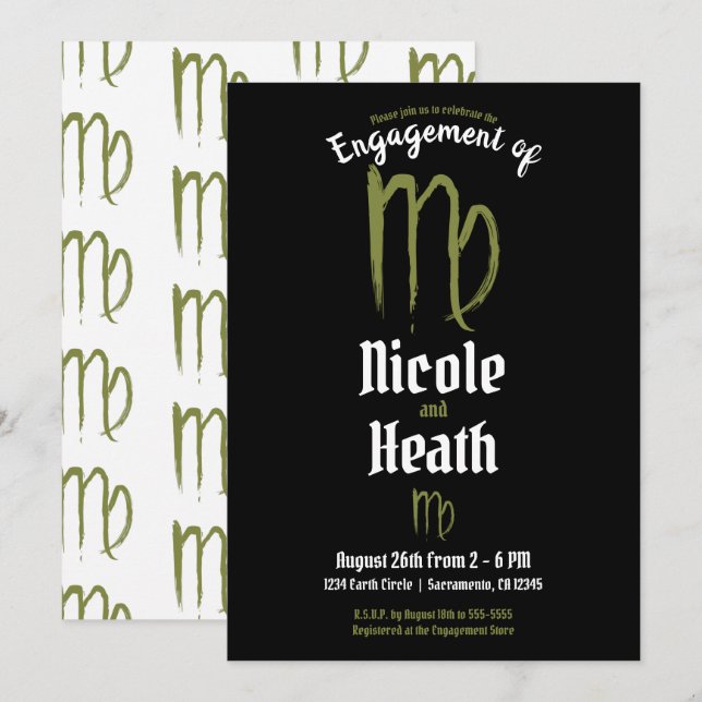 VIRGO Zodiac Astrology Summer Fall Engagement Invitation (Front/Back)