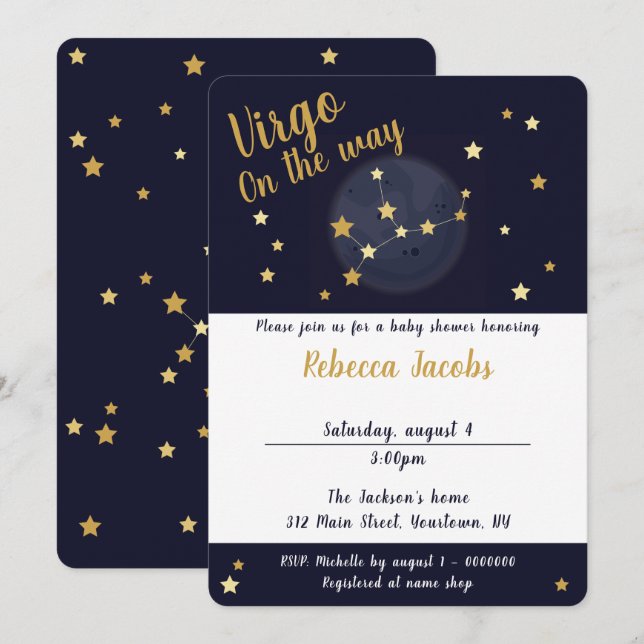 Virgo zodiac Baby Shower Invitation (Front/Back)
