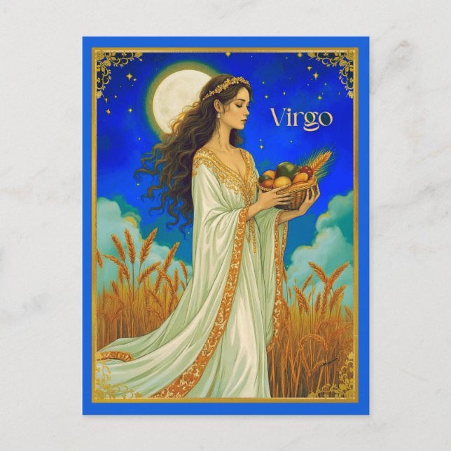 Virgo Zodiac Beauty Under a Night Sky Postcard (Front)