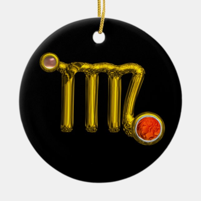 VIRGO ZODIAC BIRTHDAY JEWEL GREY AGATE Gold White Ceramic Tree Decoration (Front)