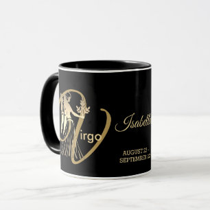 Virgo ♍ Zodiac Birthday Sign / Black and Gold Mug