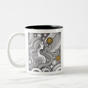 Virgo Zodiac Black and White coffee Mug