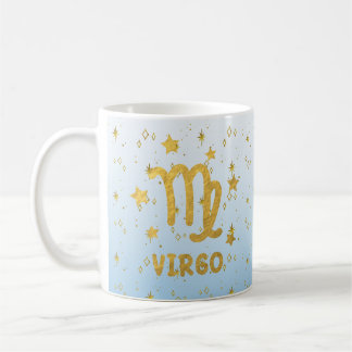 Virgo Zodiac Blue and Gold Astrology Mug