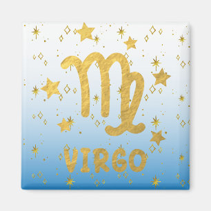 Virgo Zodiac Blue and Gold Magnet