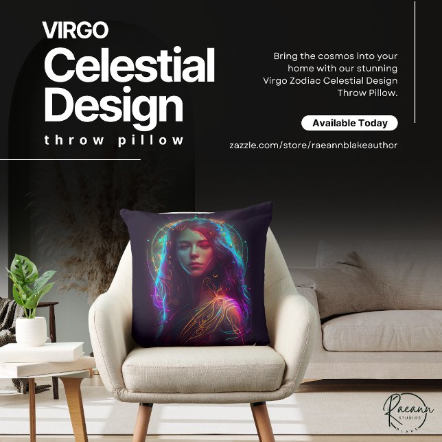 Virgo Zodiac Celestial Design Throw Pillow (Creator Uploaded)