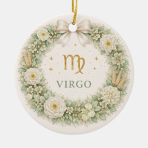 Virgo Zodiac Christmas Ornament – Winter Floral Wr