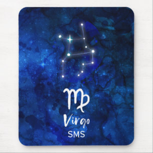 Virgo Zodiac Constellation Blue Galaxy Monogram Mouse Mat