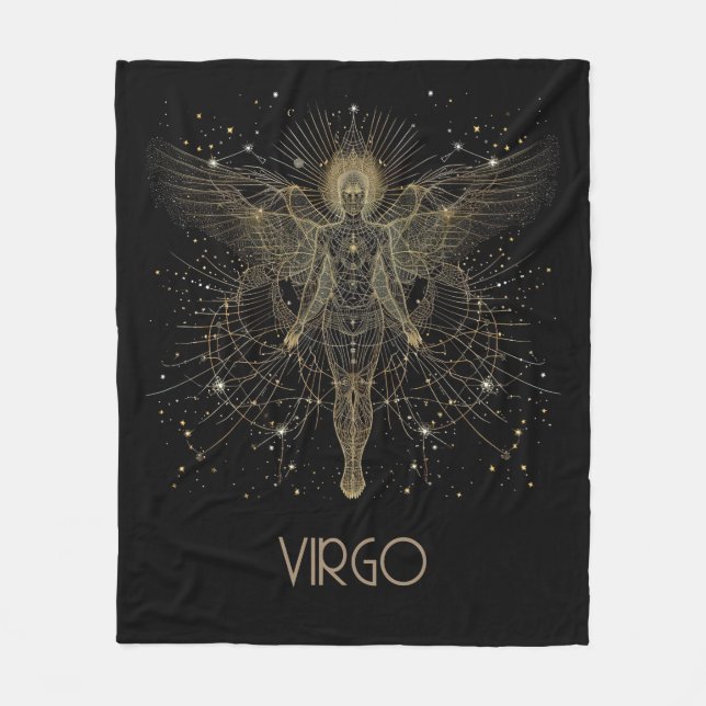 Virgo Zodiac Constellation Fleece Blanket (Front)