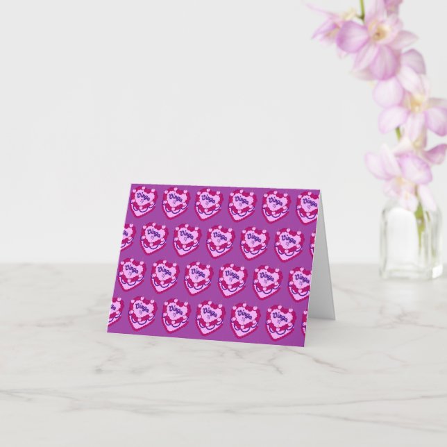 Virgo Zodiac Coquette Heart Birthday Cake Card (Orchid)